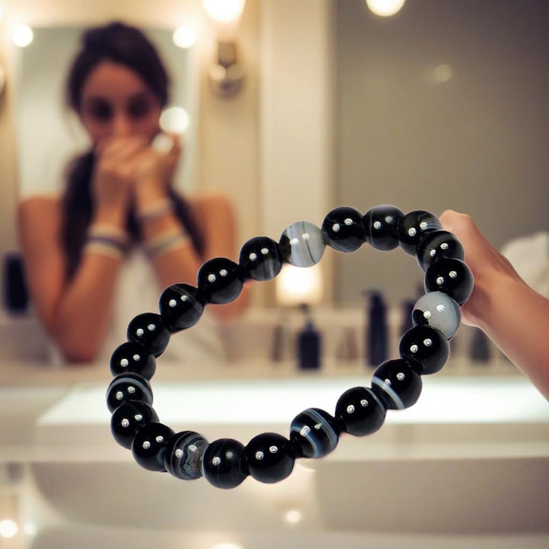 DHYANARSH Original Sulemani Stone Beads Wrist Bracelet - AAA Astronomy Jewelry - Natural Healing Stone for Reiki, Crystal Healing, Numerology -Authentic - Image 2